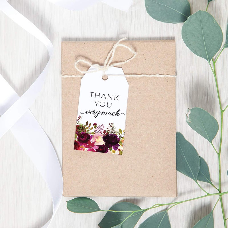 Canopy Street Fall Floral Favor Thank You Tags / 100 Thank You Very Much Autumn Flower Wedding Favors / 2" x 3.5" Thanks Party Favor Tags/Made in The USA - Image 4